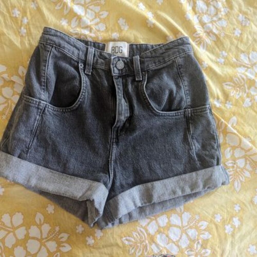 BDG grey high-waisted denim shorts